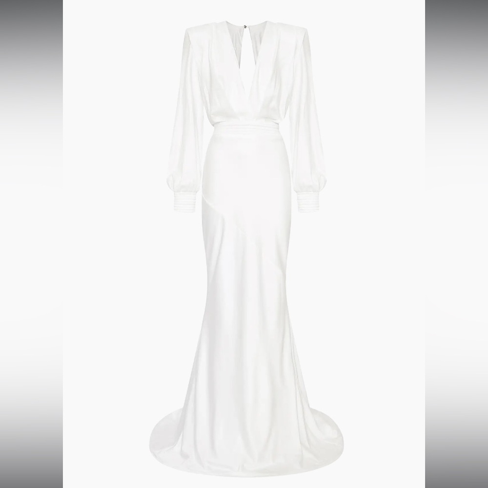 Zhivago White Long Sleeve Dress (Signature Betsy Bias-Cut Gown)